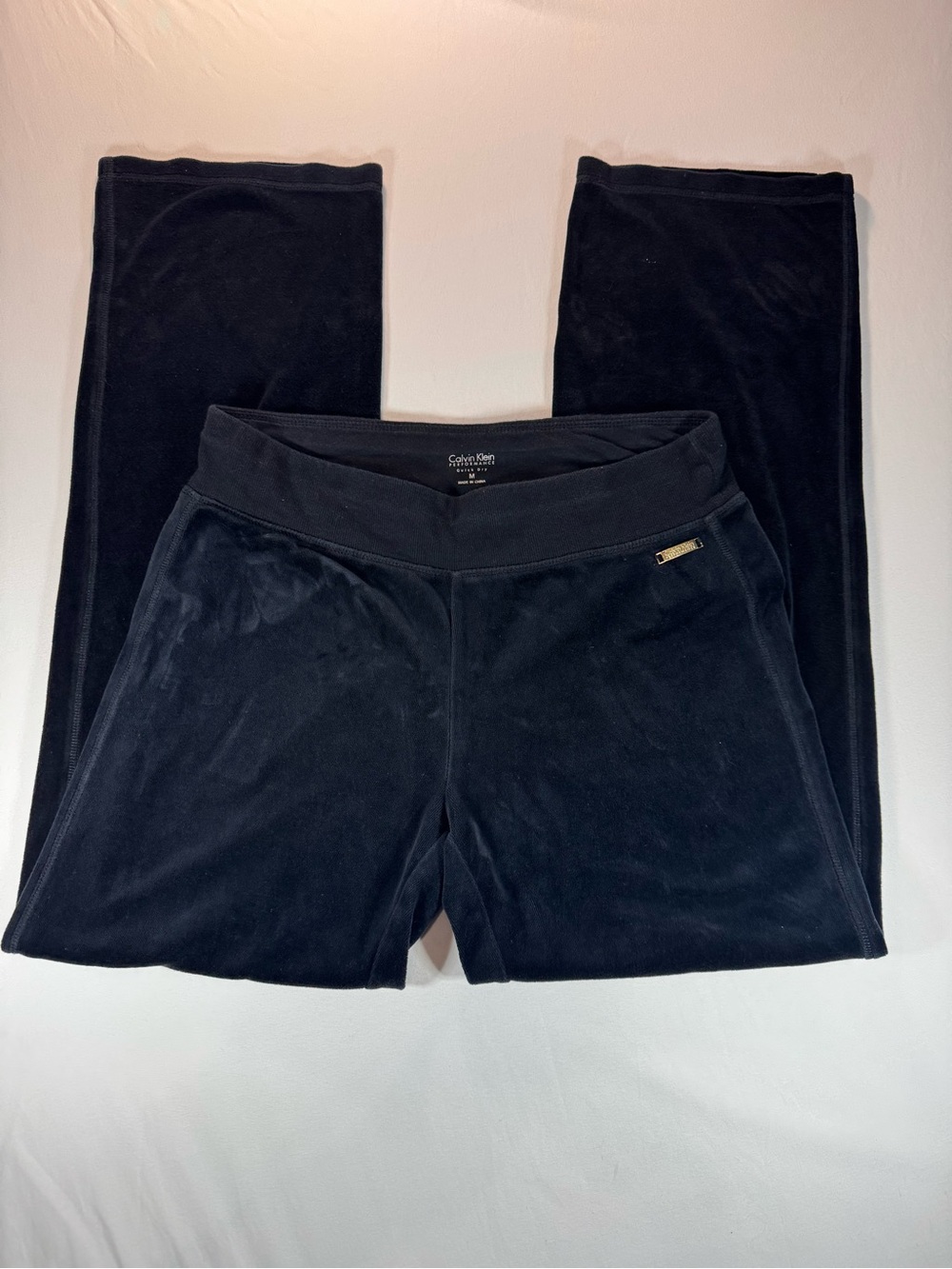 Calvin Klein Performance Women's Wide Leg Velour Lounge Pants Black Medium